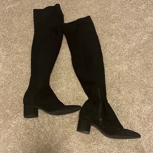 Black suede thigh high boots